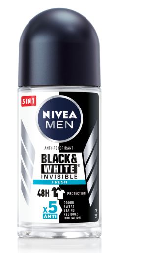 Nivea Roll On Male InvisibleBlck&amp;Whte- 50.0ml - Shrink Wrap 6